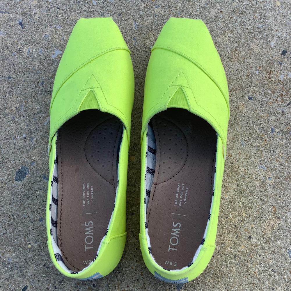 TOMS Alpargata Neon Yellow Canvas Slip On Shoes Womens 9.5 10015259